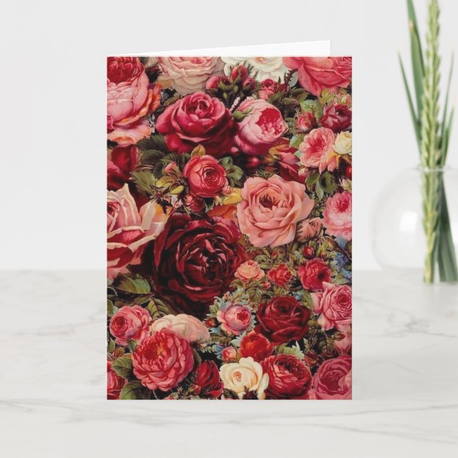 Leere Gruß-Karten-Rosen und Blumen Karte (Vorderseite)