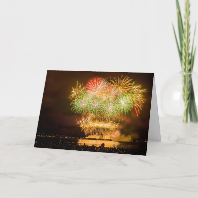 Leere Grußkarte - Feier-Feuerwerk Karte (Vorderseite)
