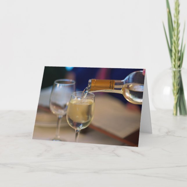 Leere Grußkarte mit strömendem Foto des Weins Karte (Vorderseite)