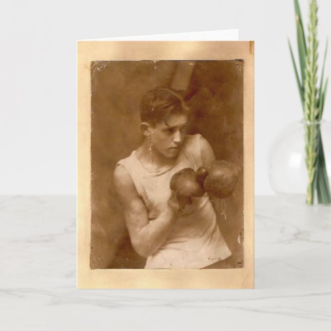 Leere Grußkarte mit Vintagem Boxerbild Dankeskarte (Vorderseite)