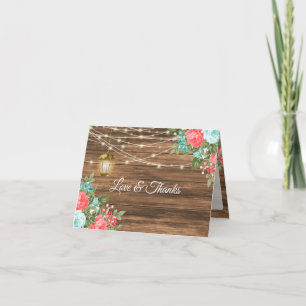 Leere - Holz, Laterne und Aquamarin, Korallenblume Dankeskarte