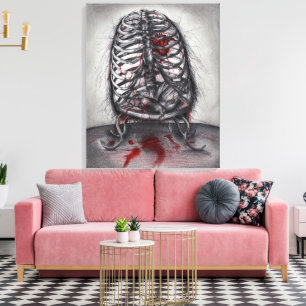 Leere Käfig Anatomie Gothic Horror Surrealistische Leinwanddruck