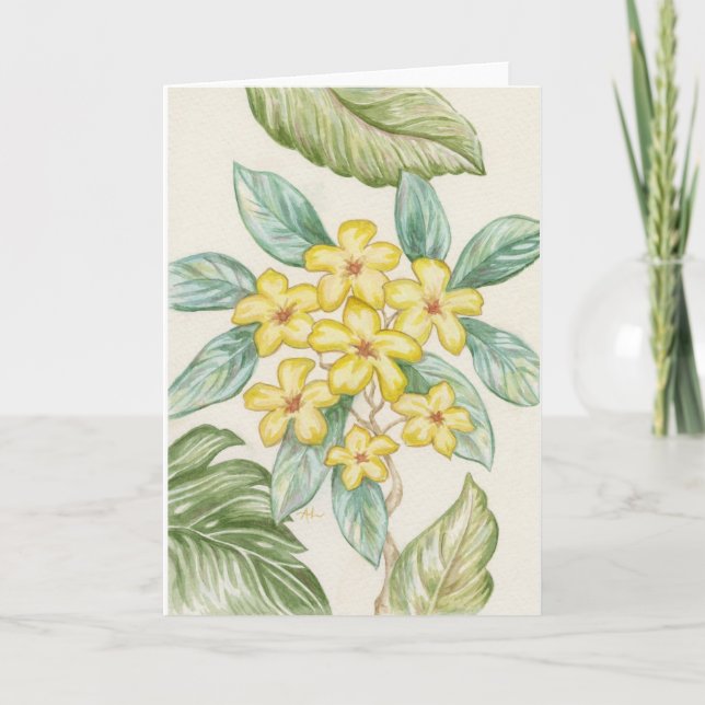Leere Karte des gelben Plumeria (Vorderseite)