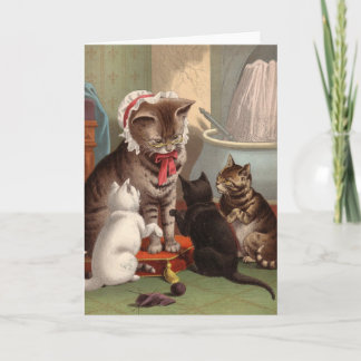 Leere Karte - freche Katzen-Reihe - strickende
