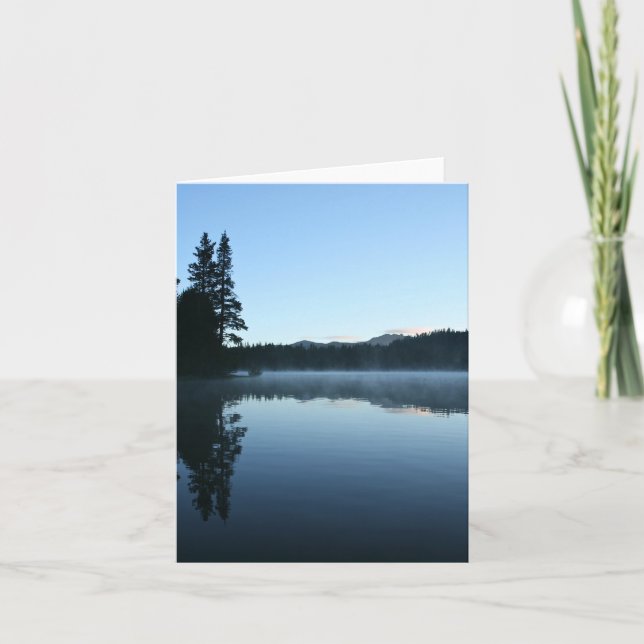 Leere Karte, Mountainsee, Nebel, Sonnenaufgang Dankeskarte (Vorderseite)