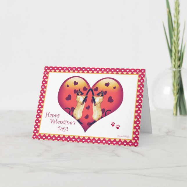 Leere Karte siamesische Katzeniedliche Valentines (Vorderseite)