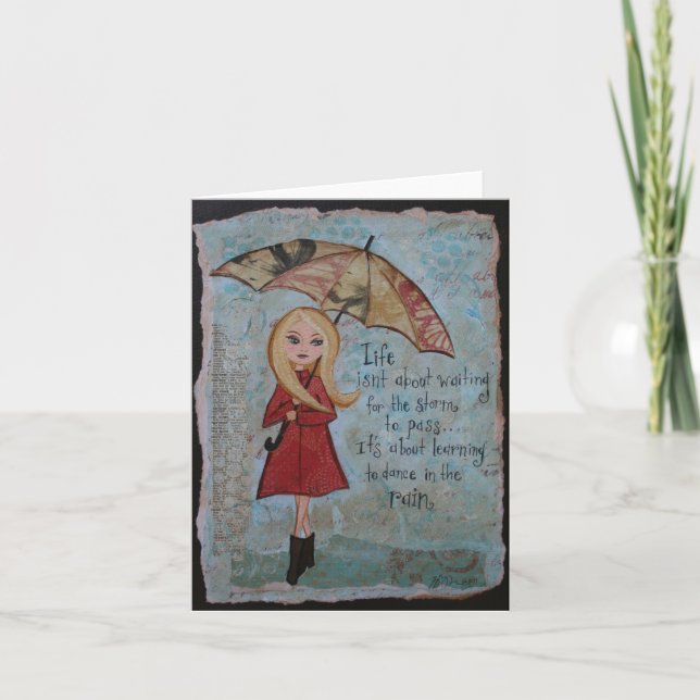 Leere Notecard inspirierend Zitat-regnerischer Karte (Vorderseite)