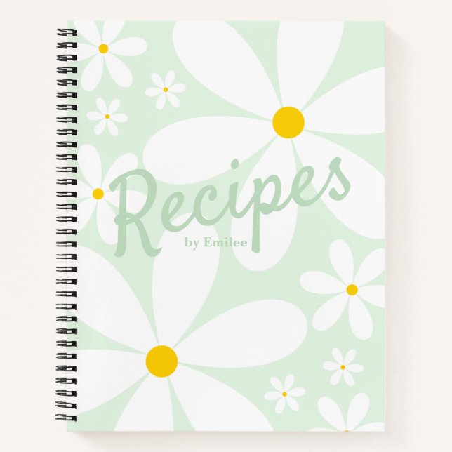 Leere Rezept | Elegante Daisy-Blume (Minze) Notizbuch (Vorderseite)