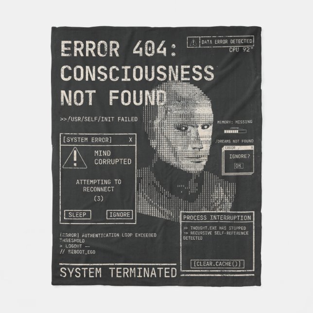 Leere - Techno-Brutalist Streetwear Desgin Fleecedecke (Vorderseite)