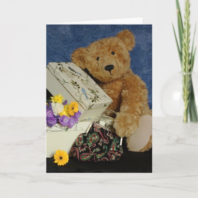 Leere Teddybär-Anmerkungs-Karte mit wirklichem Karte (Vorderseite)
