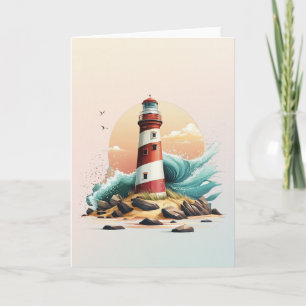 Leere Weihnachtskarte mit Leuchtturm #2 Dankeskarte