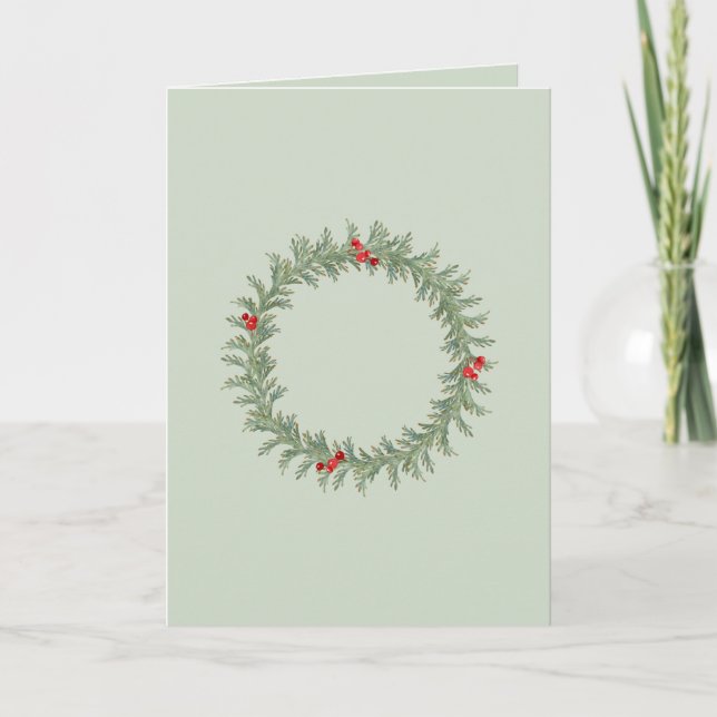 Leere Weihnachtskarte mit Watercolor-Kranz Einladung (Vorderseite)