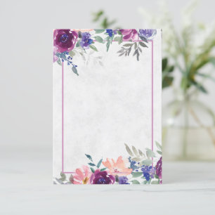 Leerer Etat Lila und orangefarbene Blumenhochzeit  Einladung