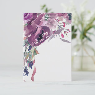 Leerer Haushalt  Mauve Aquarell Blumen Hochzeit   Einladung