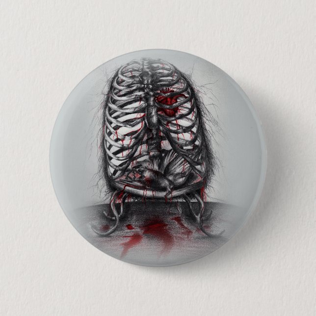 Leerer Käfig-Anatomie-Horror-Kunst-Knopf Button (Vorderseite)