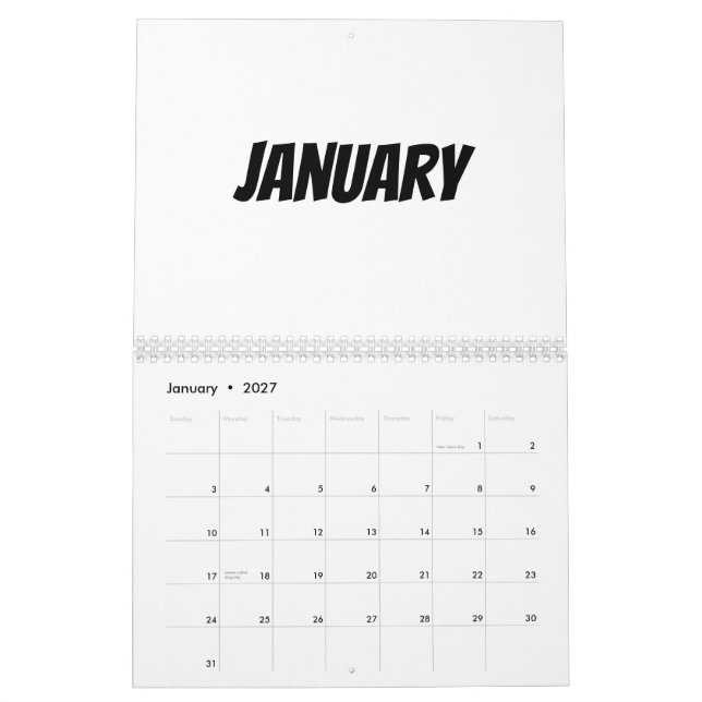 Leerer Kalender 2023 - Benutzerdefiniert für Feier (Jan 2027)