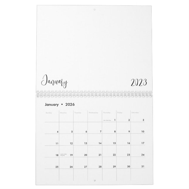 Leerer Kalender 2023 mit Text (Jan 2026)
