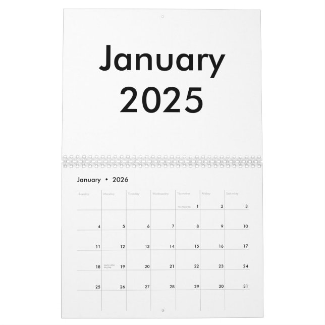 Leerer Kalender 2025 mit Monaten (Jan 2026)
