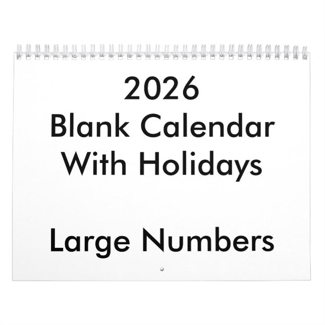 Leerer Kalender 2026 mit großen Feiertagen (Titelbild)