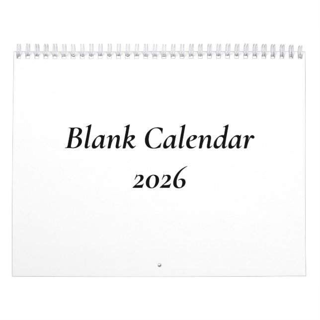 Leerer Kalender 2026 ohne Feiertage (Titelbild)