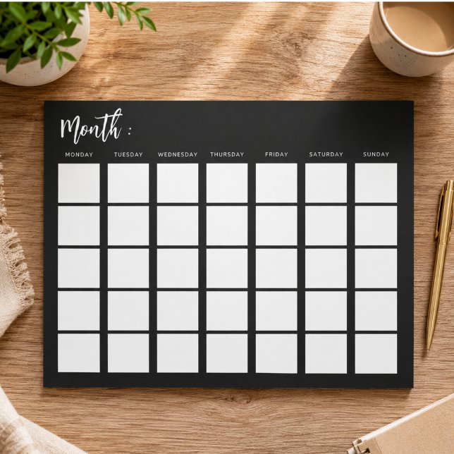 Leerer Monatskalender  Notizblock (Blank monthly calendar notepad)