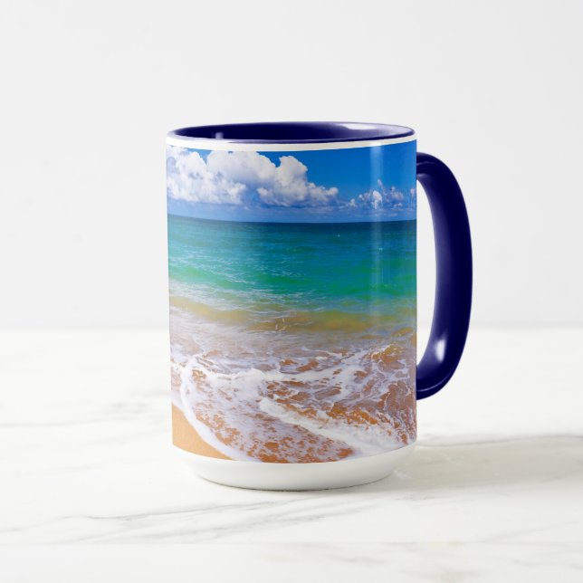 Leerer Strand und blaues Wasser Tasse (VorderseiteRechts)