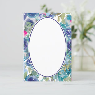 Leeres Budget Blaues Aquarell-Blumenhochzeit  Einladung