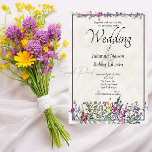 Leeres Budget Bunte Wildblumen Hochzeit  Einladung