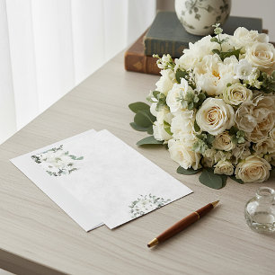 Leeres Budget Elfenbein-Aquarell-Blumenhochzeit  Einladung