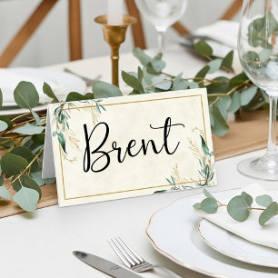 Leeres Budget Eukalyptus- und Goldhochzeit Platzkarte