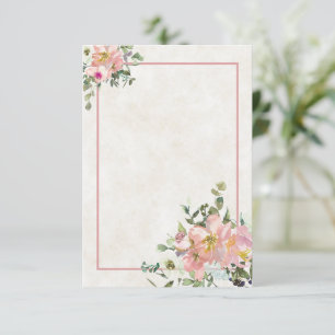 Leeres Budget Hauchrosa und Eierschale Florale Ho Einladung