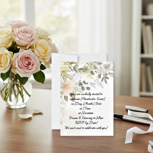 Leeres Budget Herbstliche Blumige Hochzeit  Einladung