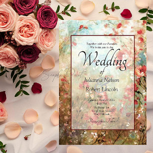 Leeres Budget Hochzeit Rosa floral  Einladung