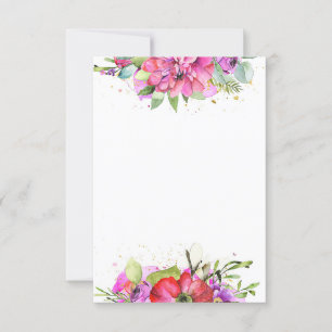 Leeres Budget Rosa Wasserfarbe Blumige Hochzeit  Einladung