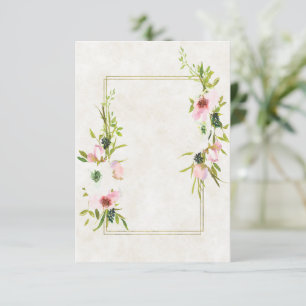 Leeres Budget Roségestaltete und weiße florale Hoc Einladung