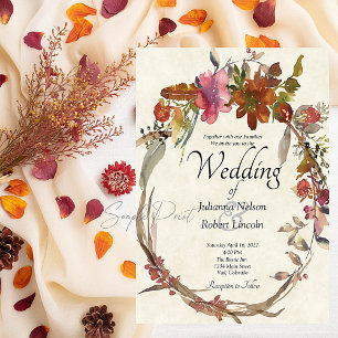 Leeres Budget Watercolor Boho Blumenhochzeit Einladung