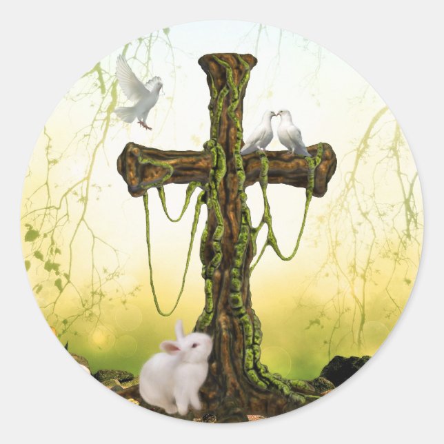 Leeres Kreuz nach Ostern Runder Aufkleber (Vorderseite)