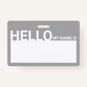 Leeres modernes hallo mein Name ist grau Ausweis