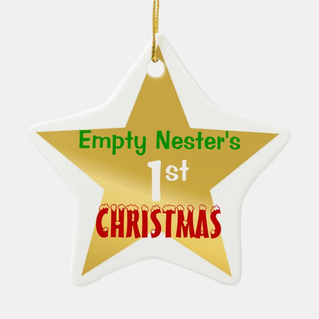 Leeres Nest-1. Weihnachtsgoldstern Keramikornament (Vorne)