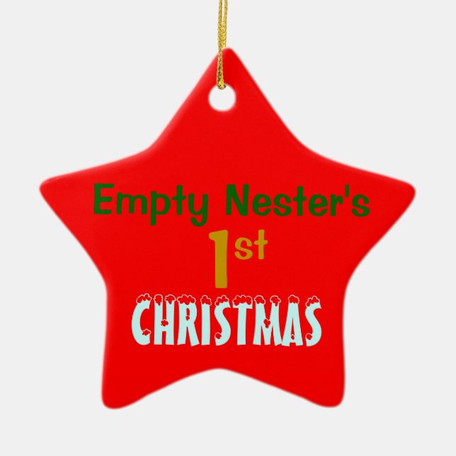 Leeres Nest-1. Weihnachtsroter Stern Keramik Ornament (Vorne)