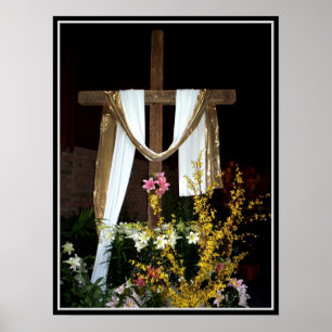 Leeres Osterkreuz der Auferstehung Jesu Poster