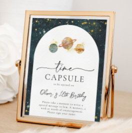 Leerlaufzeit Kapselunterschrift | Space Birthday Poster