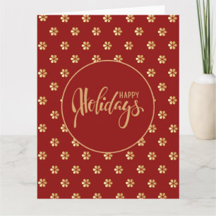 Leerseite Red Gold Happy Holidays Weihnachten Karte