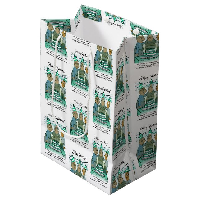 Leeway Senior Birthday Medium Geschenktasche Mittlere Geschenktüte (Vorderseite Schrägansicht)