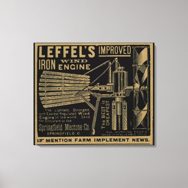 Leffel's Verbesserter Eisen Wind Motor Windmill 18 Leinwanddruck (Vorderseite)