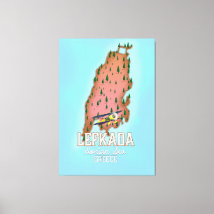 Lefkada Griechenland Reiseplakat. Leinwanddruck