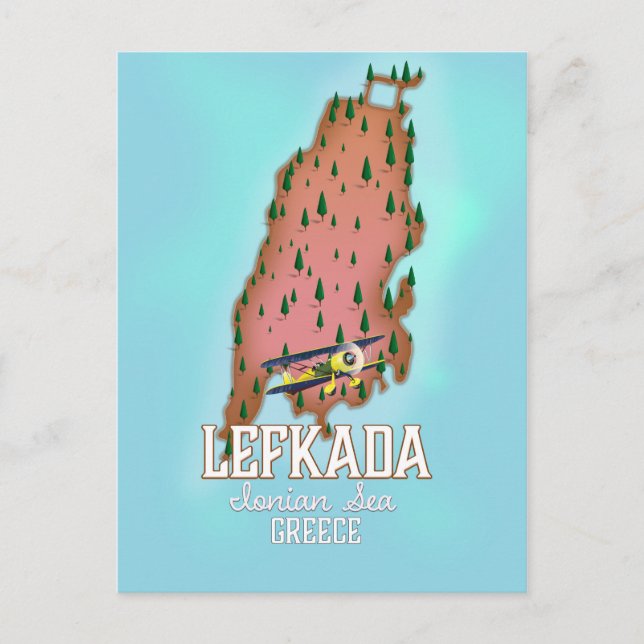 Lefkada Griechenland Reiseplakat. Postkarte (Vorderseite)
