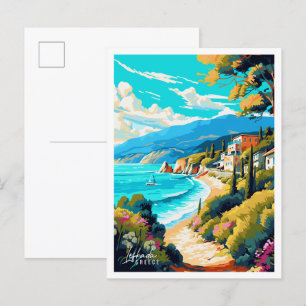 Lefkada Griechenland Vintage-Illustration Postkarte
