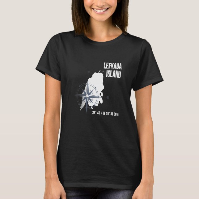 Lefkada Island Mediterranean Sea Coordinates Map V T-Shirt (Vorderseite)