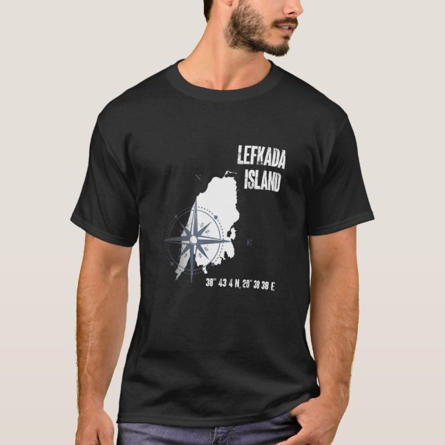 Lefkada Island Mediterranean Sea Coordinates Map V T-Shirt (Vorderseite)